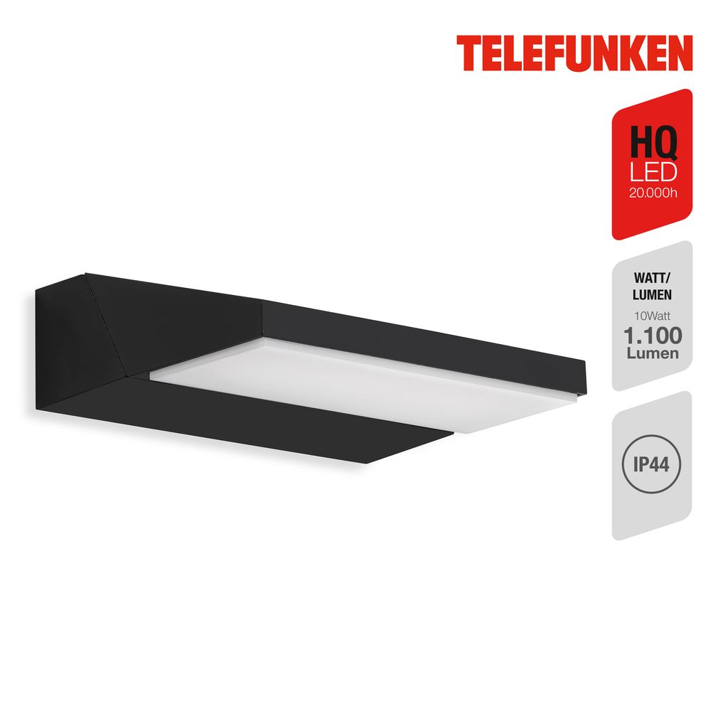 TELEFUNKEN LED Außenleuchte 17,2 cm 10W 1200lm schwarz