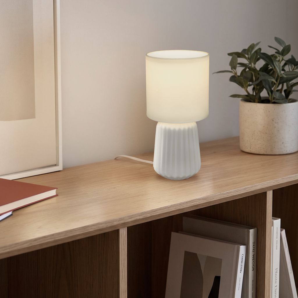 Dora Tischlampe - mit Schalter, Keramik, E14 Fassung, Weiß