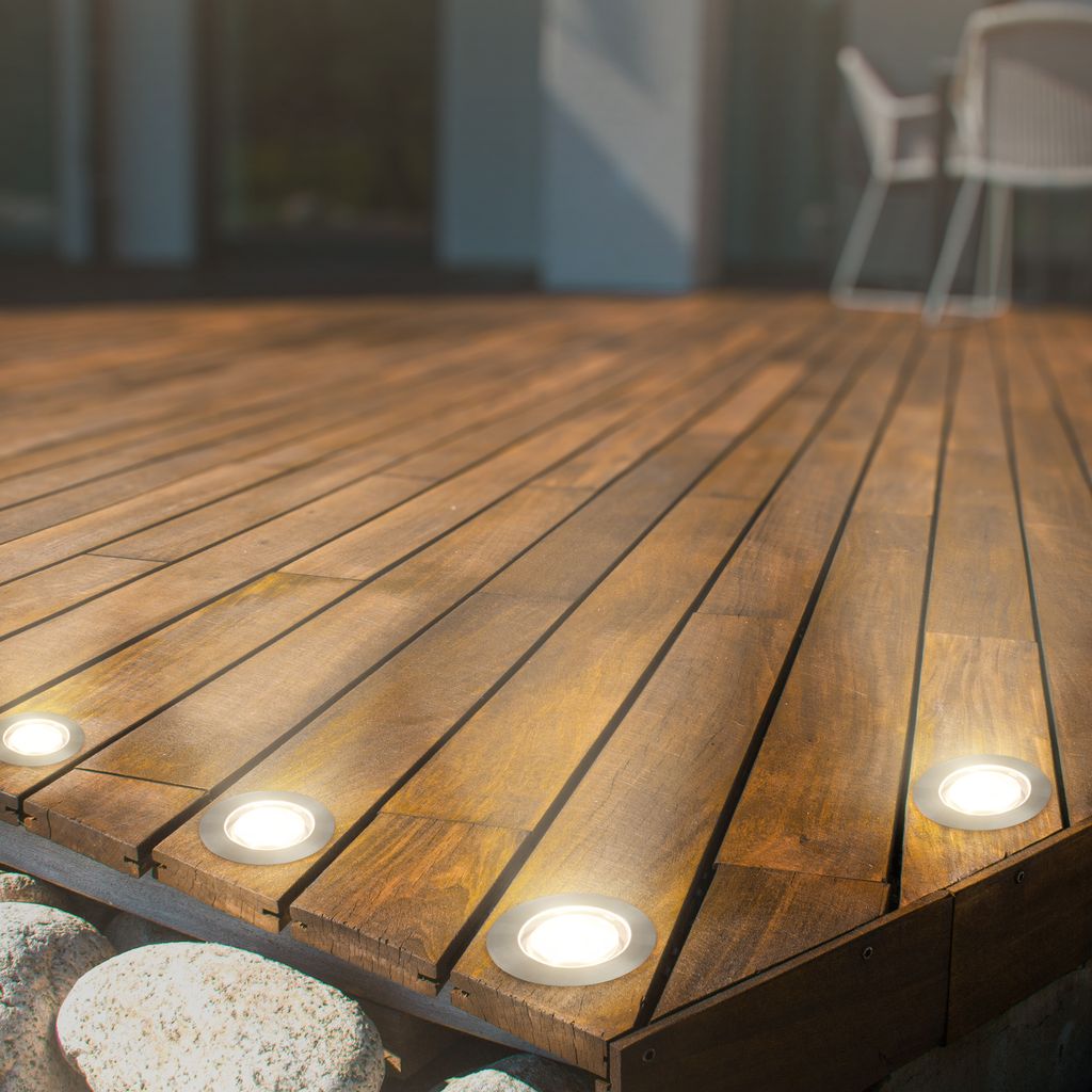 CONNECT TO SHINE Starterset Padouk mit 3er Set LED Bodeneinbaustrahler. IP67 7