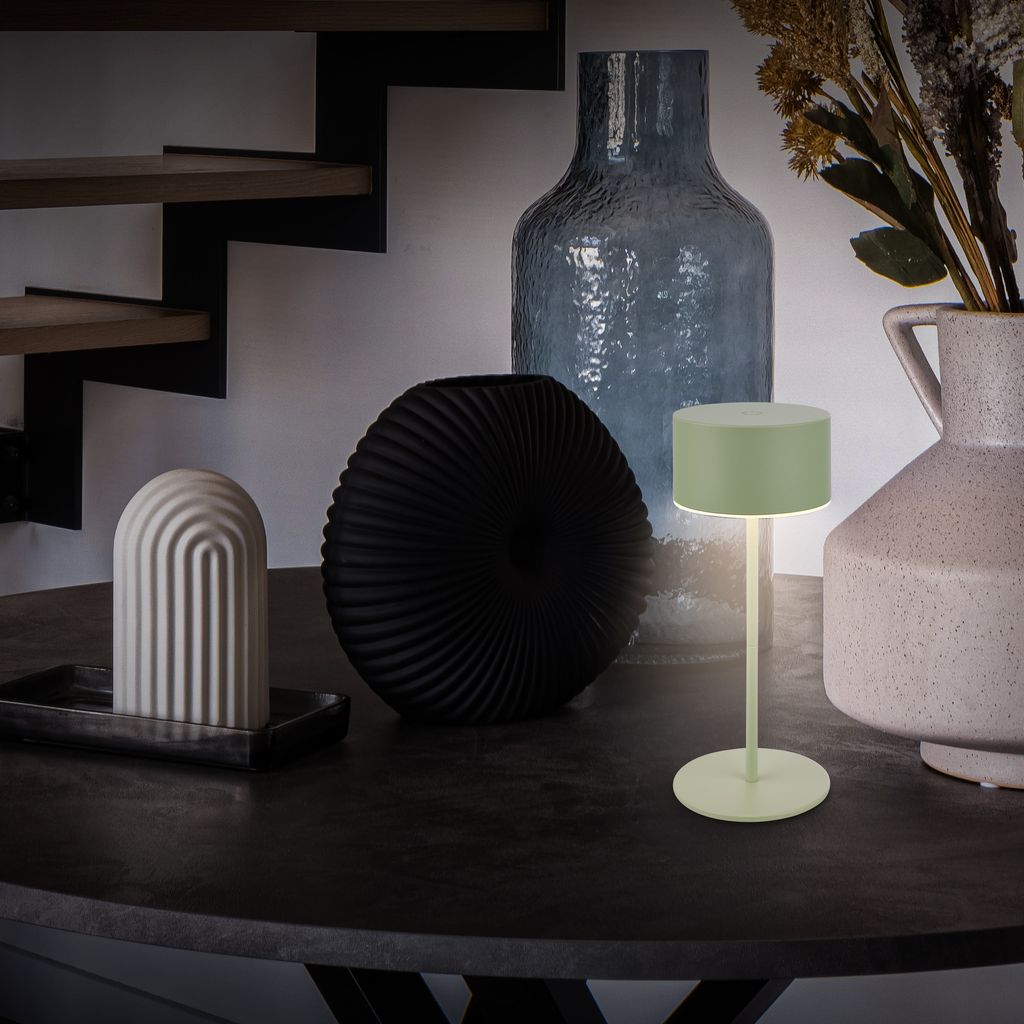 Kira Table Lamp - 2.6W, 150lm, Rechargeable Battery, LED, Touch Control, Dimmable, Sage Green