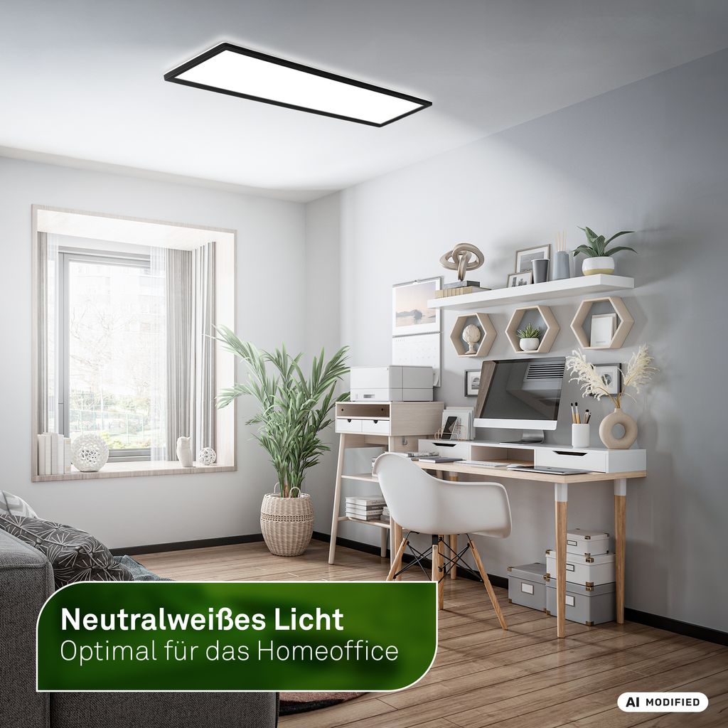 Tava A LED Deckenlampe 98cm, mit EEK A Lichtquelle*, Backlight, Schwarz