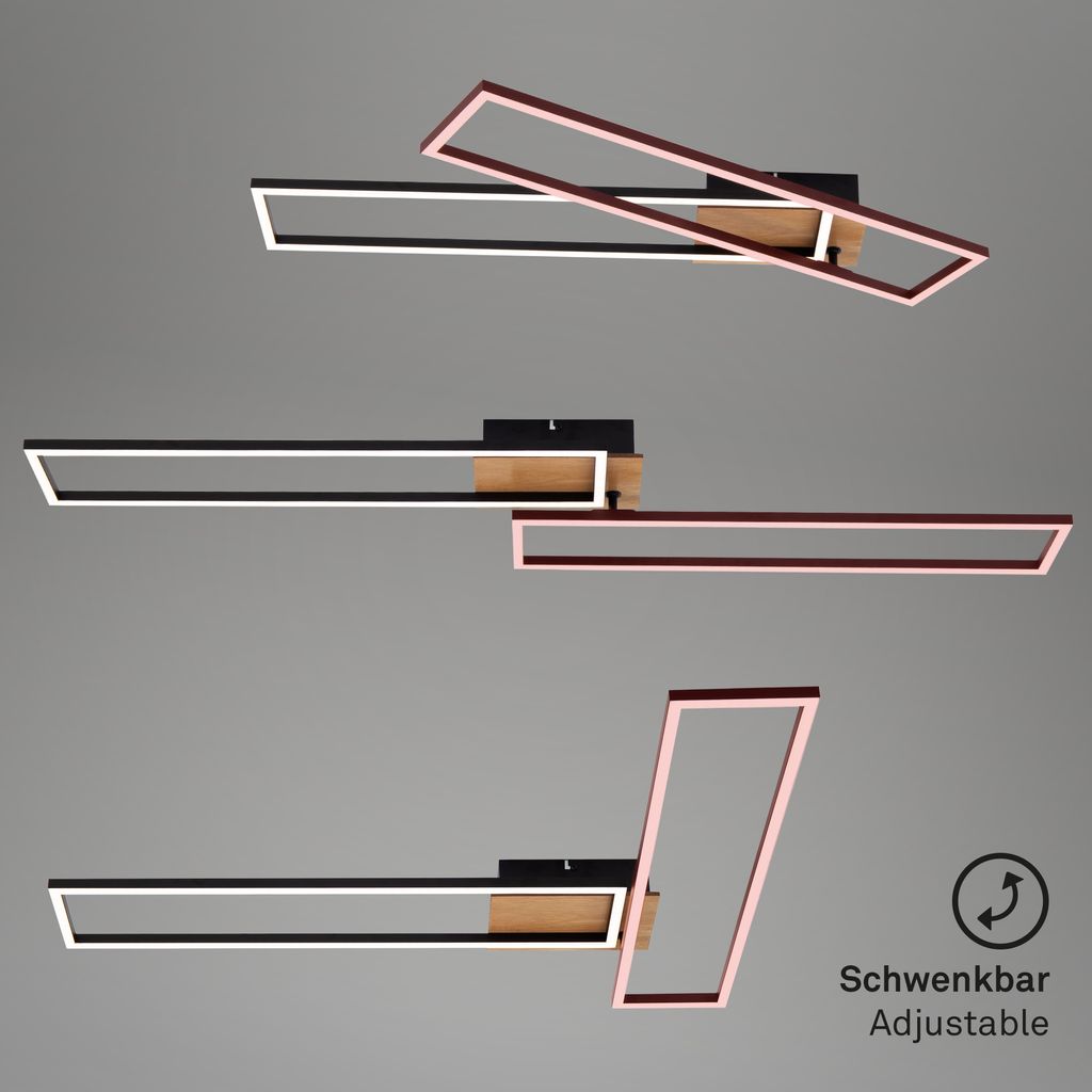 LED Deckenleuchte Dimmbar Fernbedienung CCT 40W Holz-schwarz Metall Briloner 5