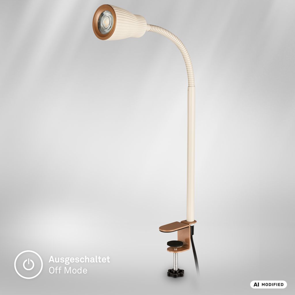Riff Klemmlampe - 3,5W, 400lm, LED, Schwenkbar, Warmweiß, Warm Grey-Coffee