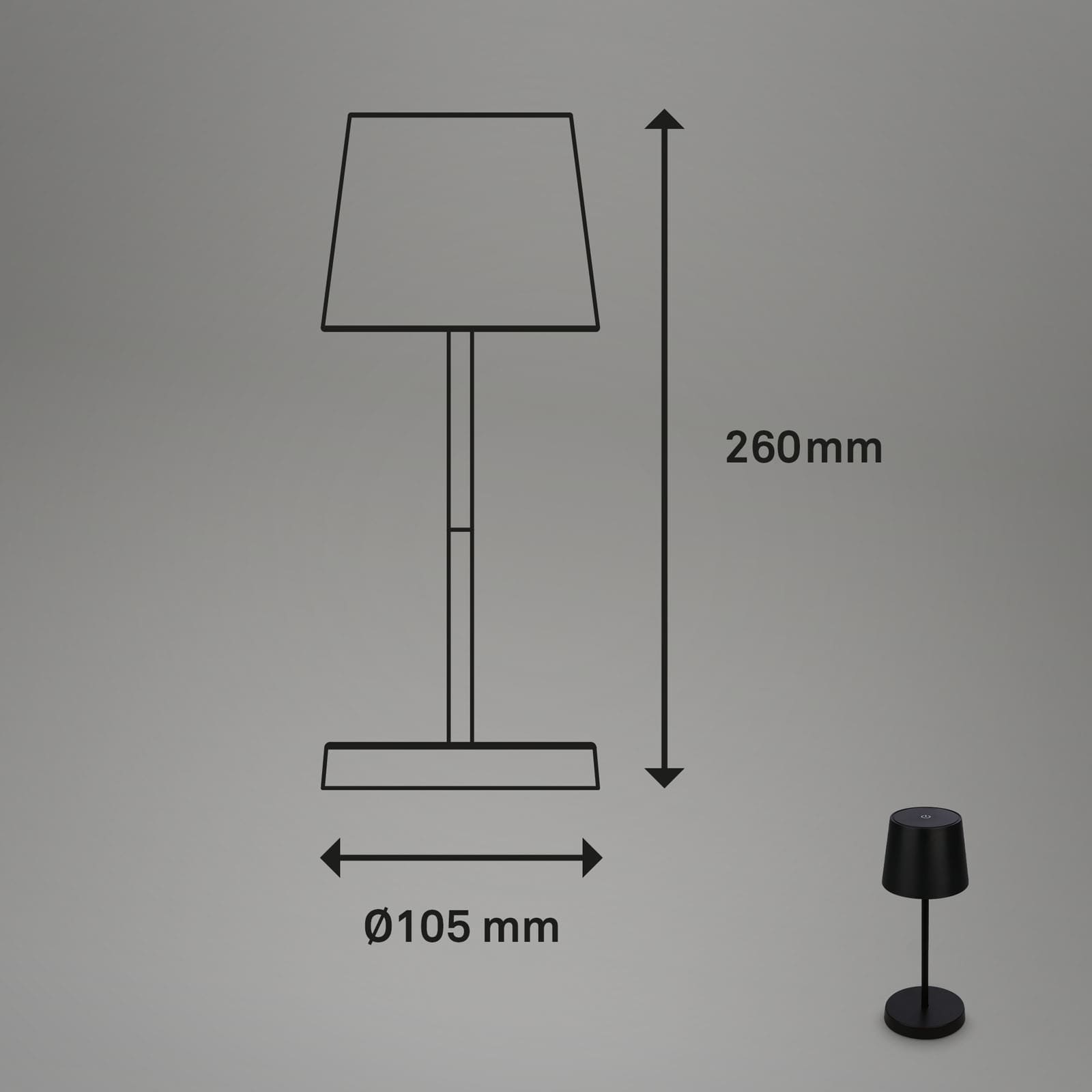 LED Akku-Tischleuchte 26 cm 2,6W 150lm schwarz