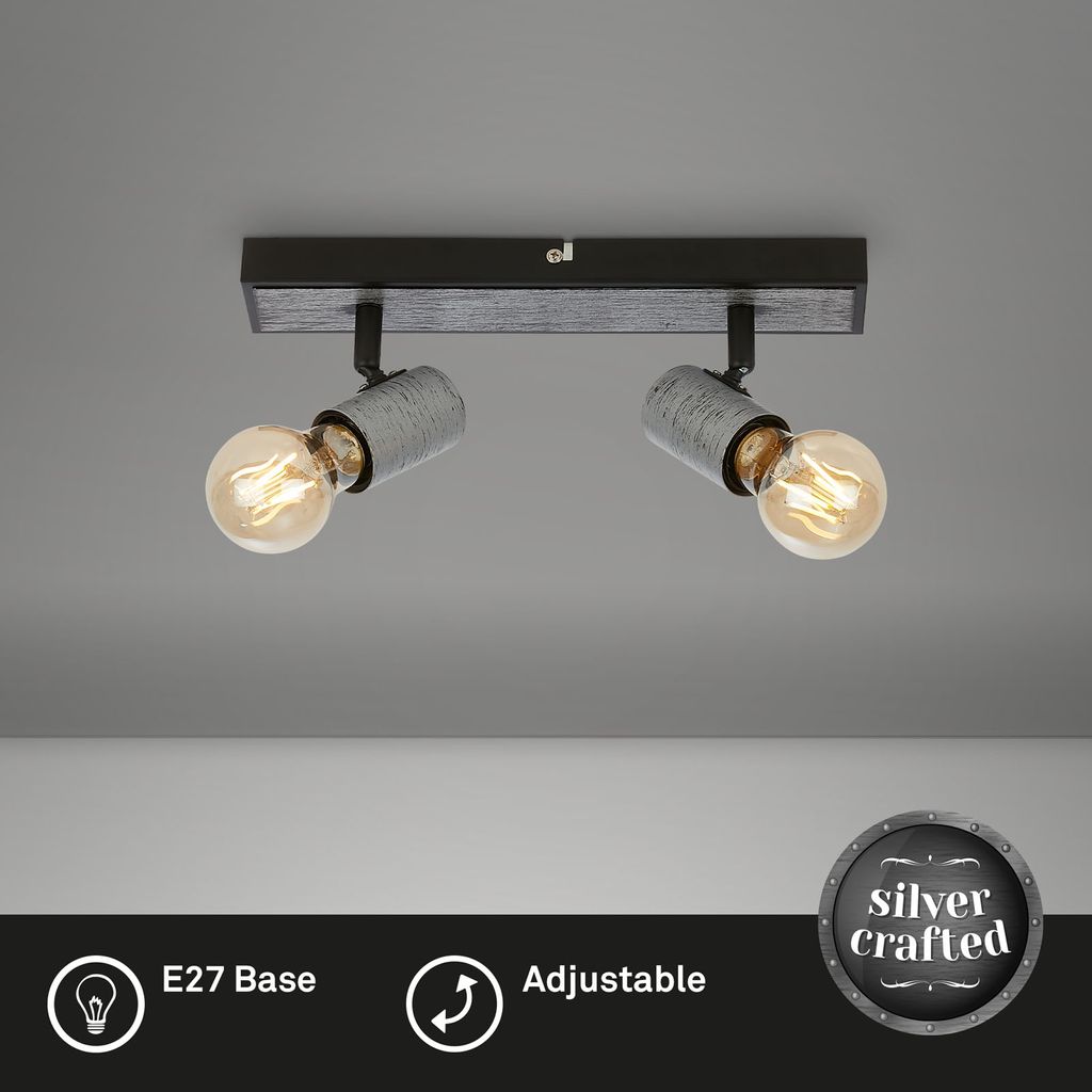 Spotleuchte 30 cm 2xexkl. E27 max. 60W antik-silber