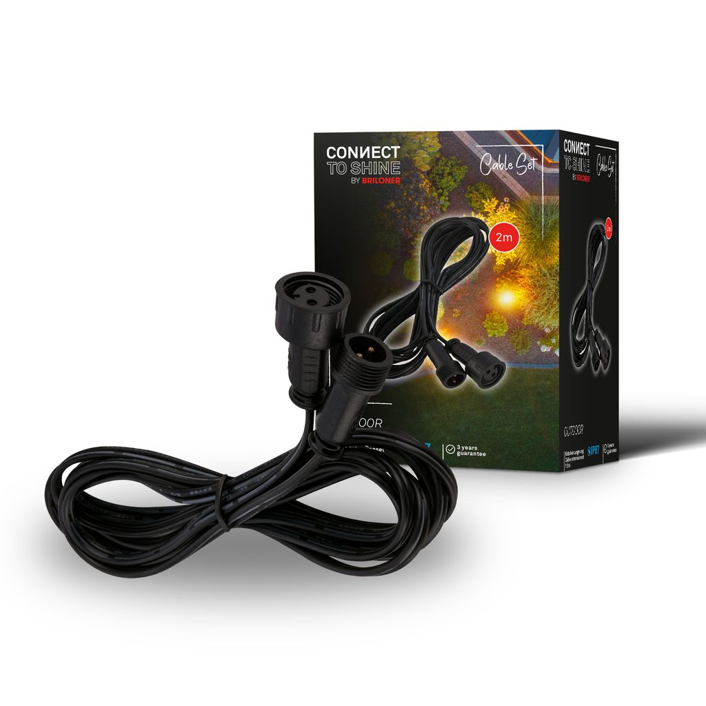 Connect to Shine Extension Cable Extension 2m - 12V, IP67, Black