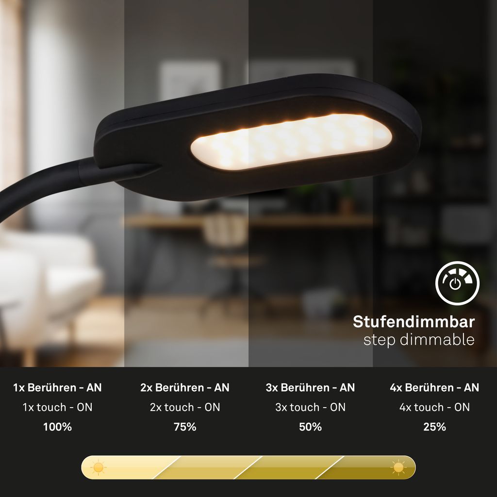 Wandleuchte, 52 cm, 6W, 650lm, schwarz