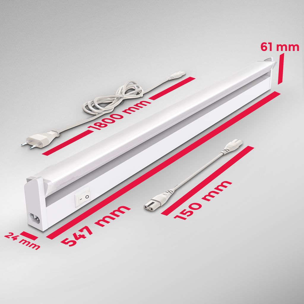 LED Unterbauleuchte - 8,5W, 1000lm, LED, Schalter, Stecker, neutralweiß, weiß