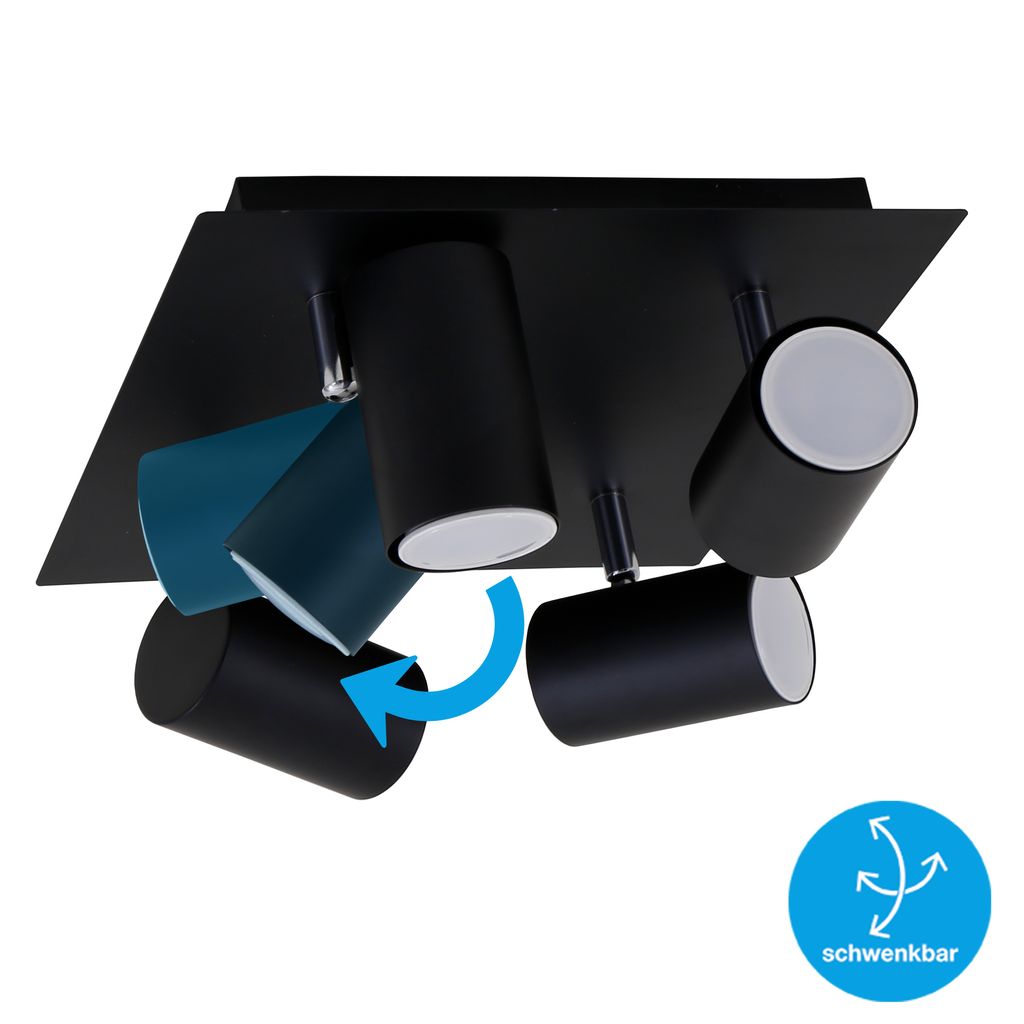 Spotlight 26,5 cm 4x GU10 40W zwart