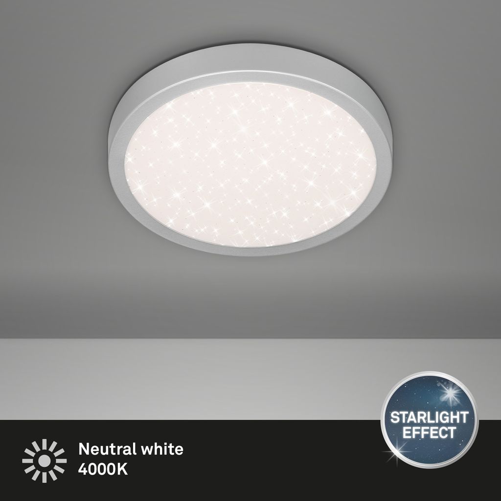 LED Deckenleuchte Sternenhimmel 18W silber Metall-Kunststoff Ø28 cm Briloner 1