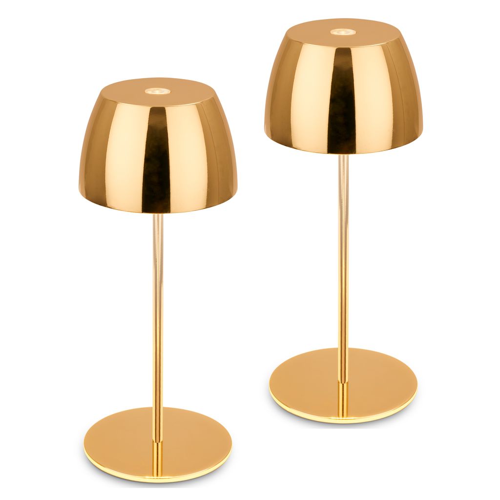 Serina Mini LED Tischlampe kabellos IP44, Dimmbar, Touch, 2er Set, Goldfarbig