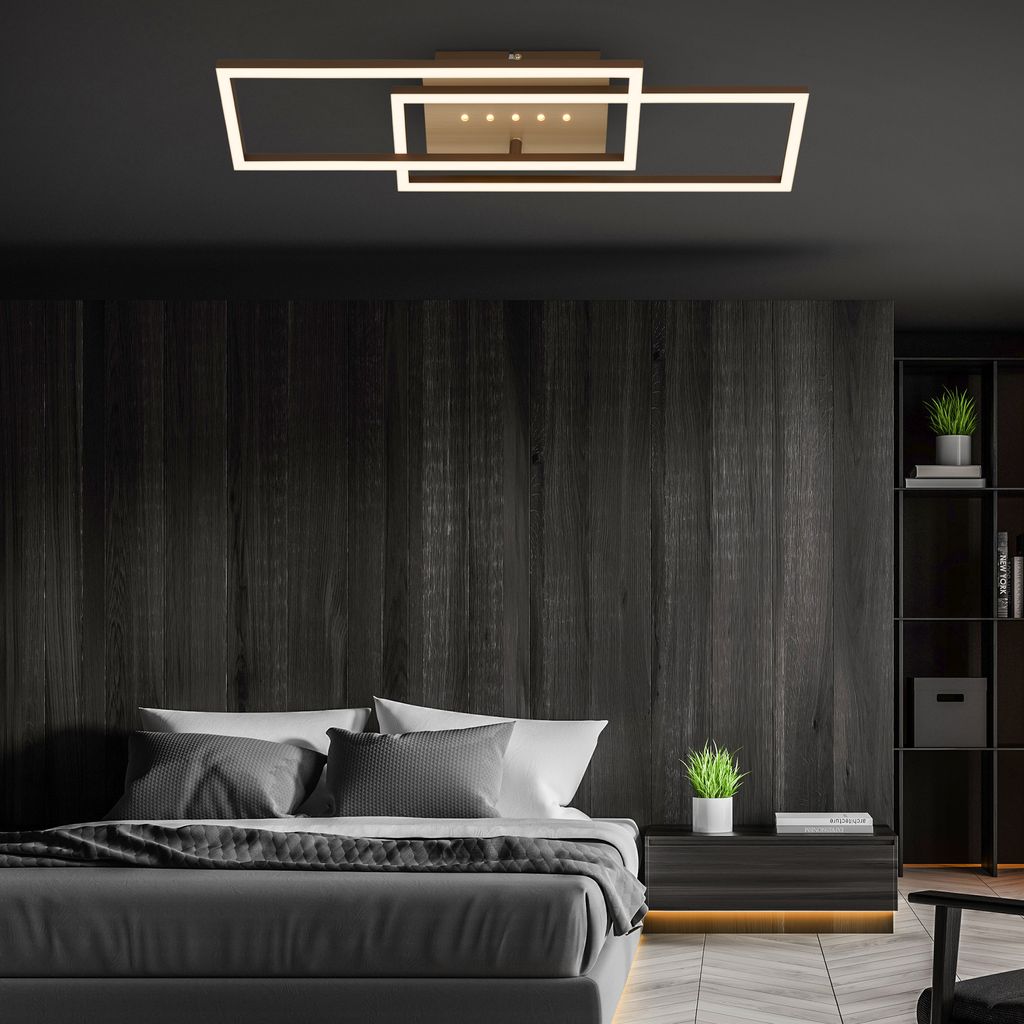 LED Deckenleuchte, 56 cm, Memory, 30W, 2850lm, braun-gold