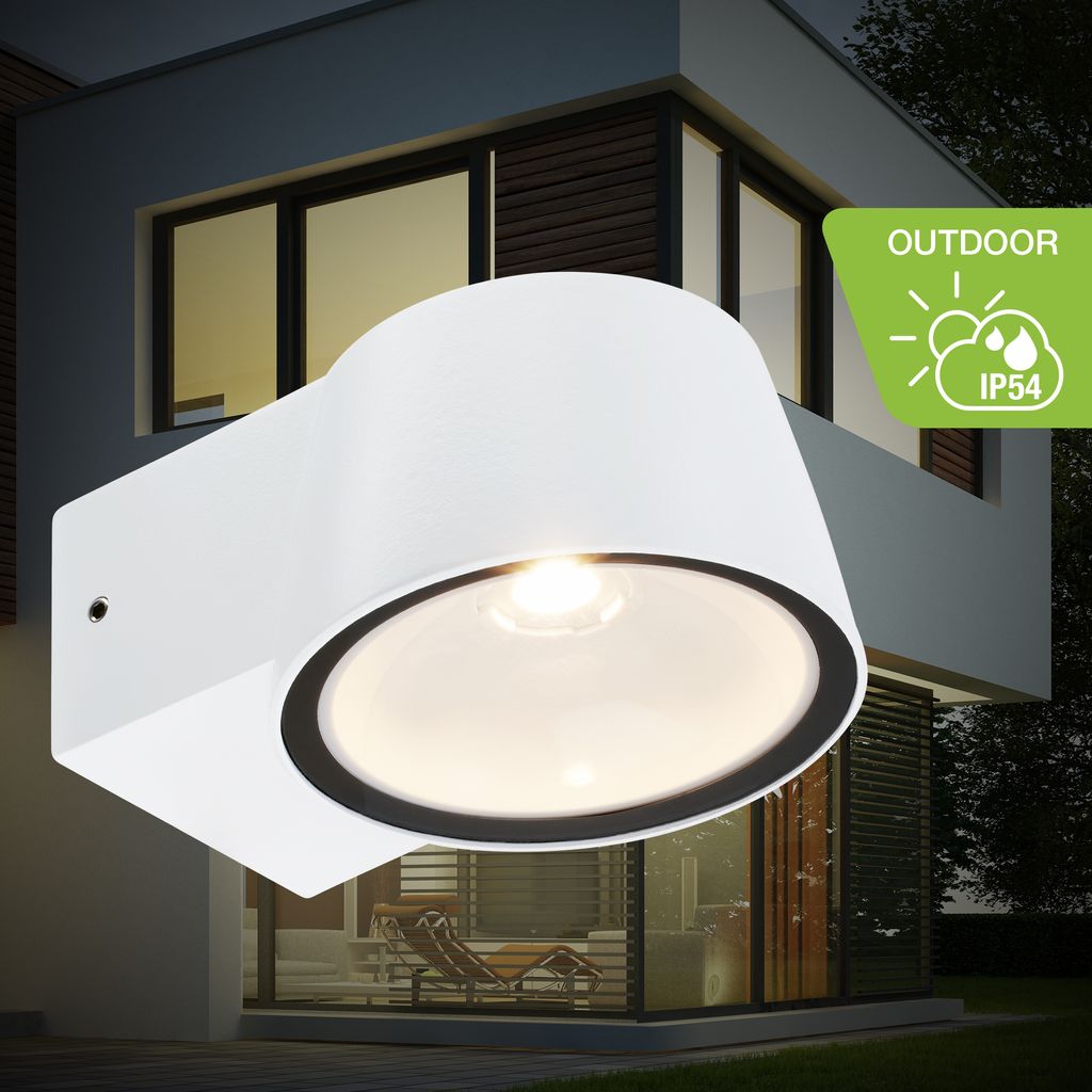 Telefunken LED Wandlampe Aussen, IP54 Spritzwasser- und Staubschutz, On/Off, Alu-Weiß