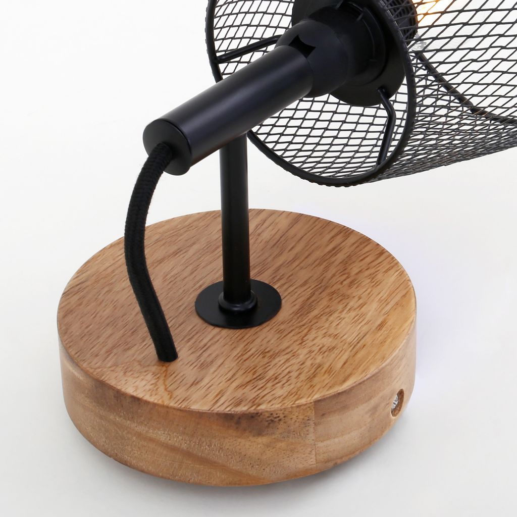 Spotleuchte Wandleuchte Retro Gitteroptik 1x E14 Schwarz-Holz 25W Briloner 16