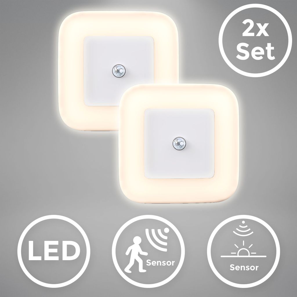 Nachtlicht - 0,32W, 26lm, mit Bewegungsmelder, Stecker, Timer, warmweiß, weiß