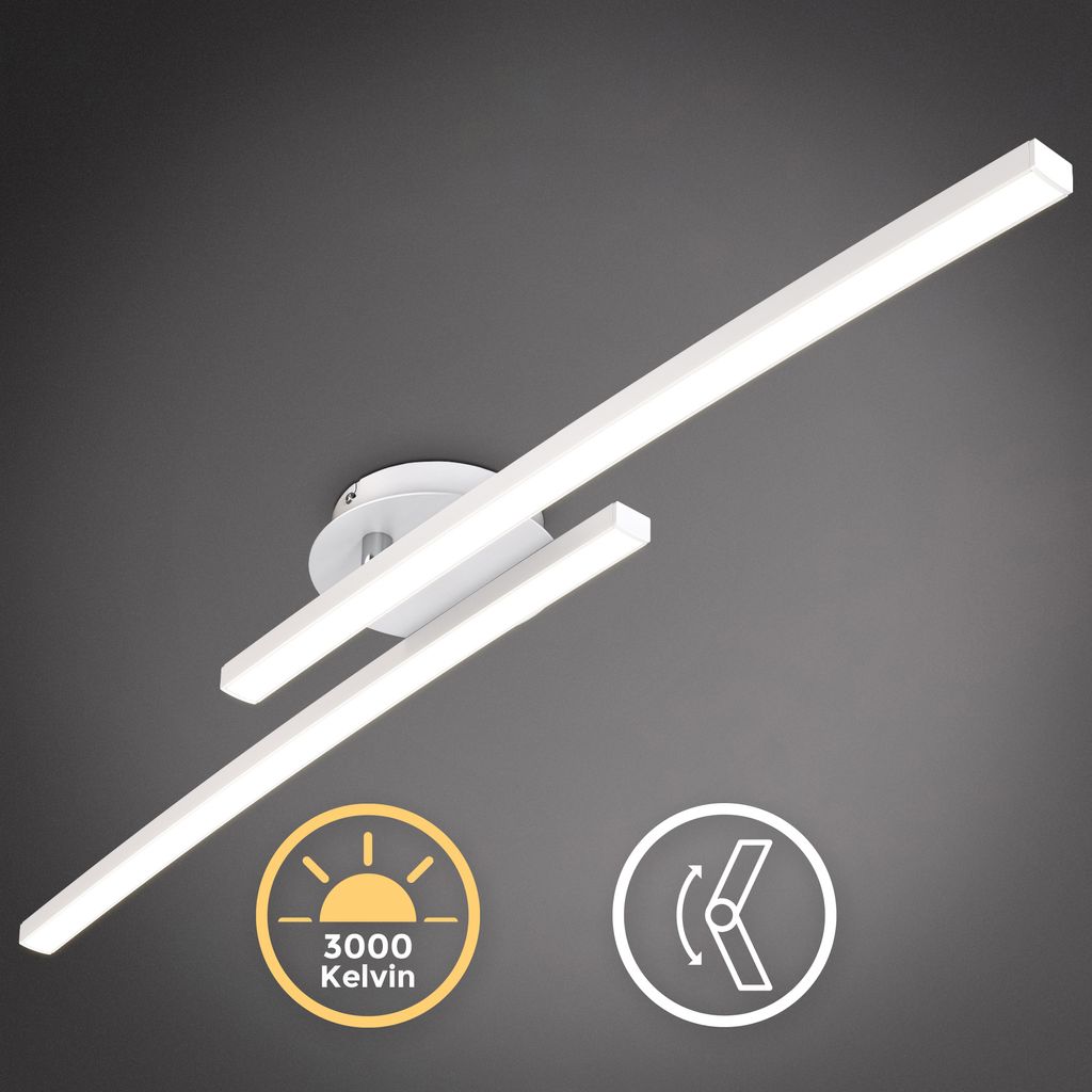 Deckenlampe 57,5x12 cm - 12W, 1300lm, LED, warmweiß, weiß