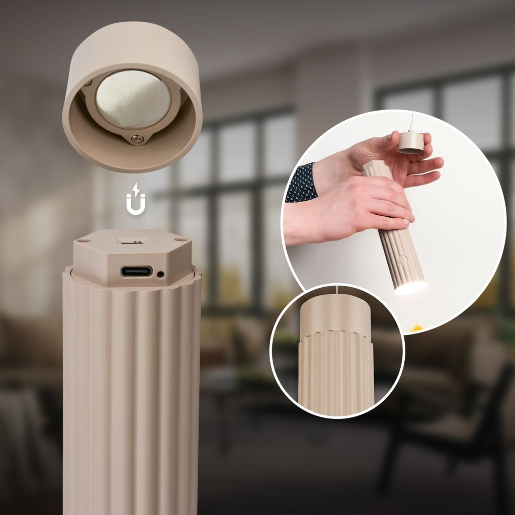 Hang Pendelleuchte - 3,5W, 280lm, Akku, LED, Höhenverstellbar, Beige