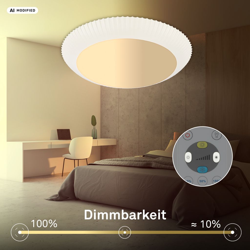 Solea Deckenlampe Ø46 cm - 18W, 2800lm, LED, Dimmbar, Fernbedienung, CCT, Altweiß