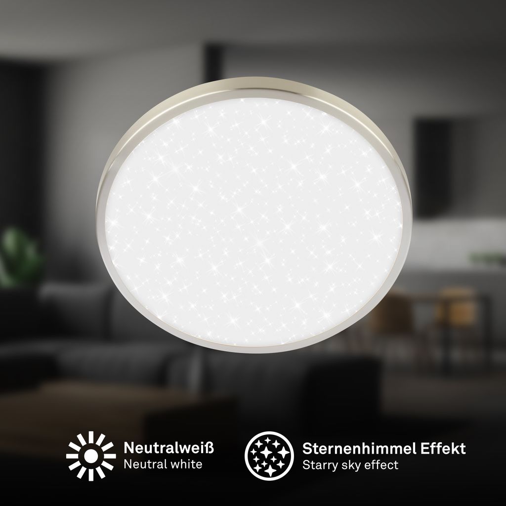 Competo Deckenleuchte Ø24 cm - 12W, 1300lm, LED, Neutralweiß, Nickel-Matt