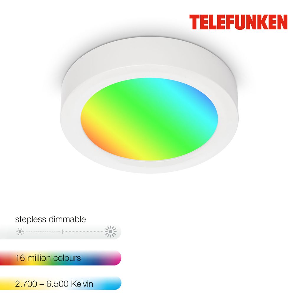 LED Aufbauleuchte Smart WiFi App Steuerung Bluetooth 18W weiß Metall Telefunken 4