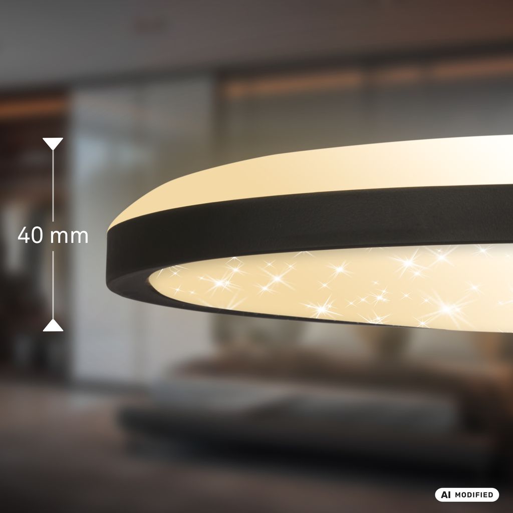 Slim LED Panel Ø29,3 cm - 18W, 2400lm, Fernbedienung, Dimmbar, CCT, Schwarz