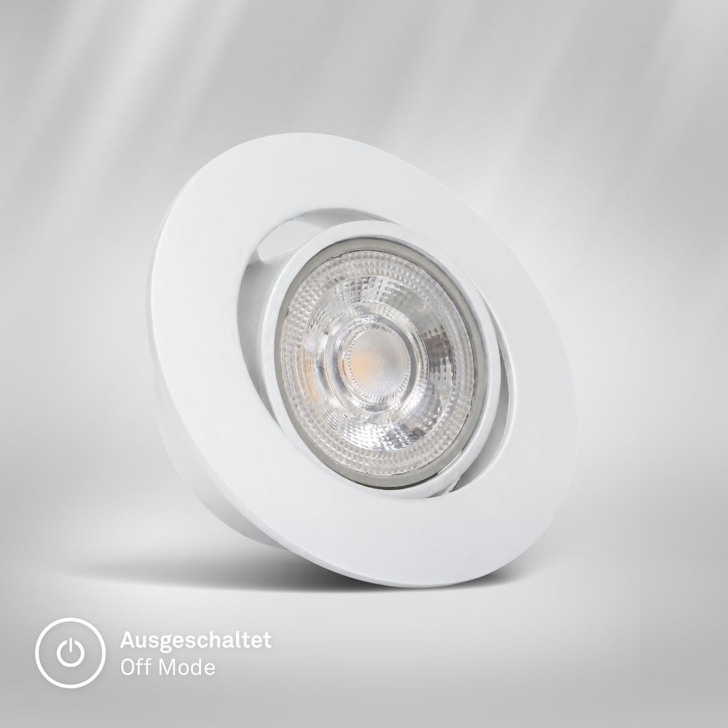 Show LED Recessed Spotlights 68mm, Set of 3 - 230V, 4.9W, 480lm, LED, Dimmable, Warm White, White