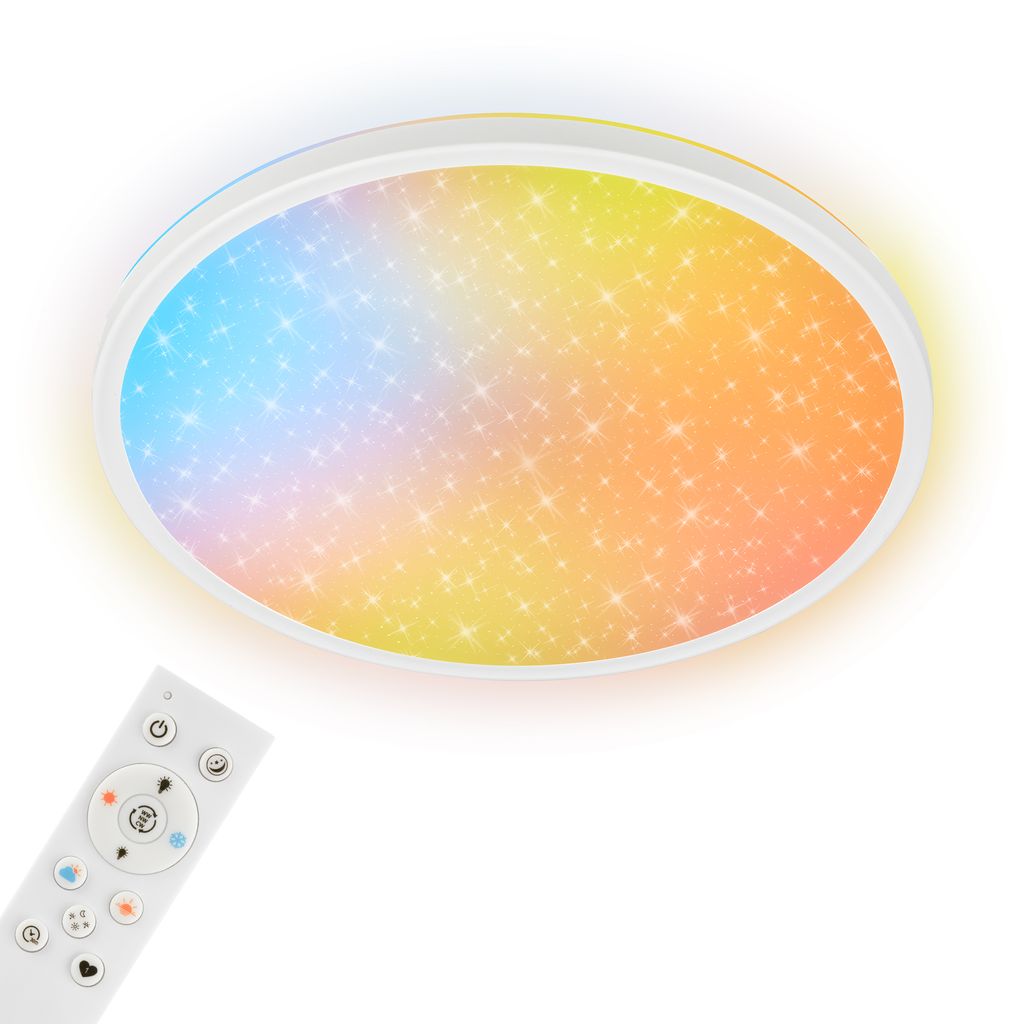 Slim Deckenlampe Ø37,5 cm - LED, AuraGlow, Farbwechsel, Dimmbar, Fernbedienung, Weiß