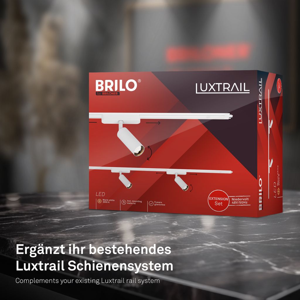 Briloner Luxtrail Schienensystem, Erweiterungsset, 2x LED Spots, Weiß