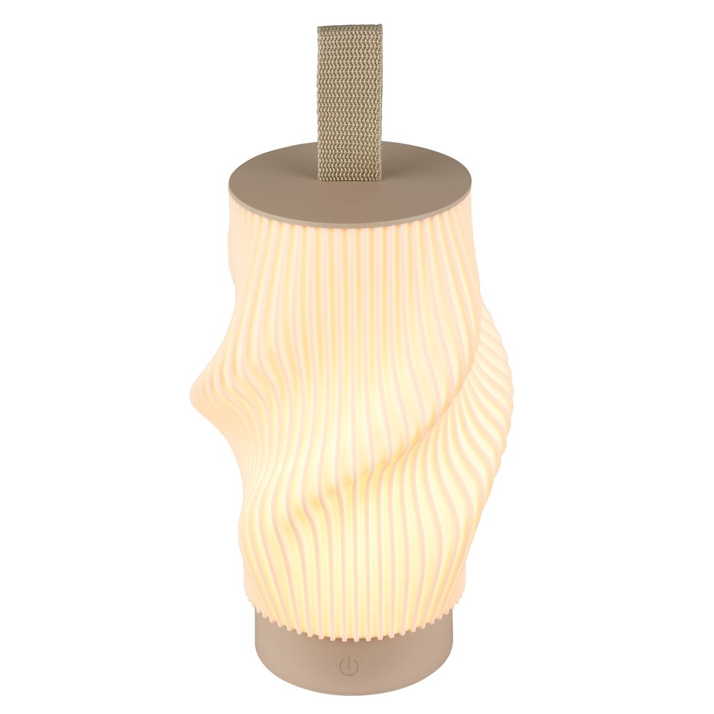 Tubi Tischleuchte - 2W, 150lm, Akku, LED, Touch, Dimmbar, 3D-Druck, Beige