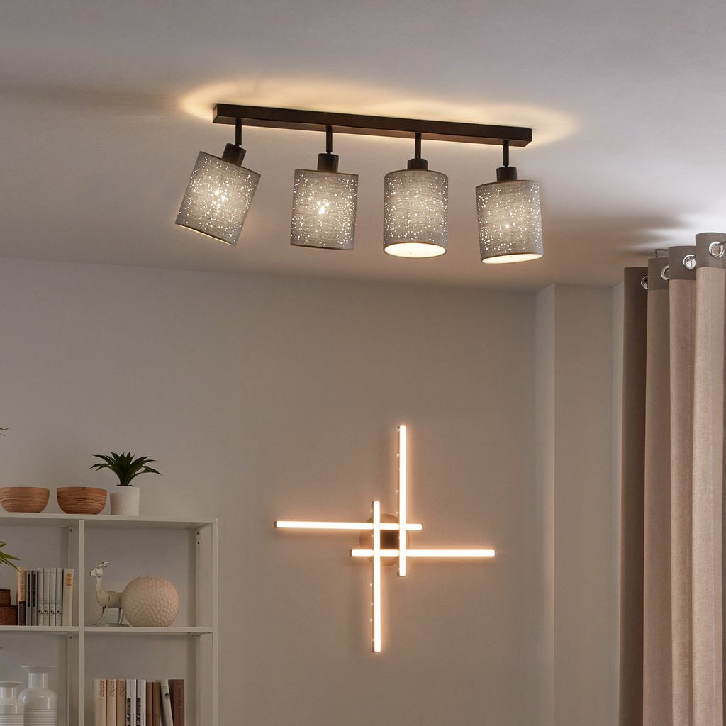 Deckenleuchte Glitzereffekt 4xE27 25 W grau-schwarz Metall-Stoff Briloner 5