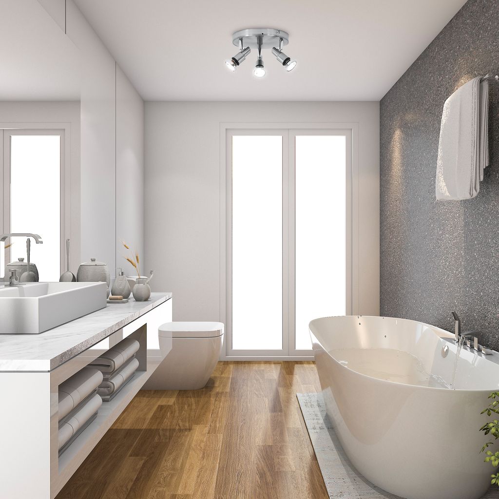 B.K.Licht LED Bathroom Ceiling Light, IP44 Splash Water Proof, 5W LED GU10 Bulbs Included, Warm White 3000K, rotatable and swiveling Spots, Modern Ceiling Light Fitting, Ø 8,2 in, 230V