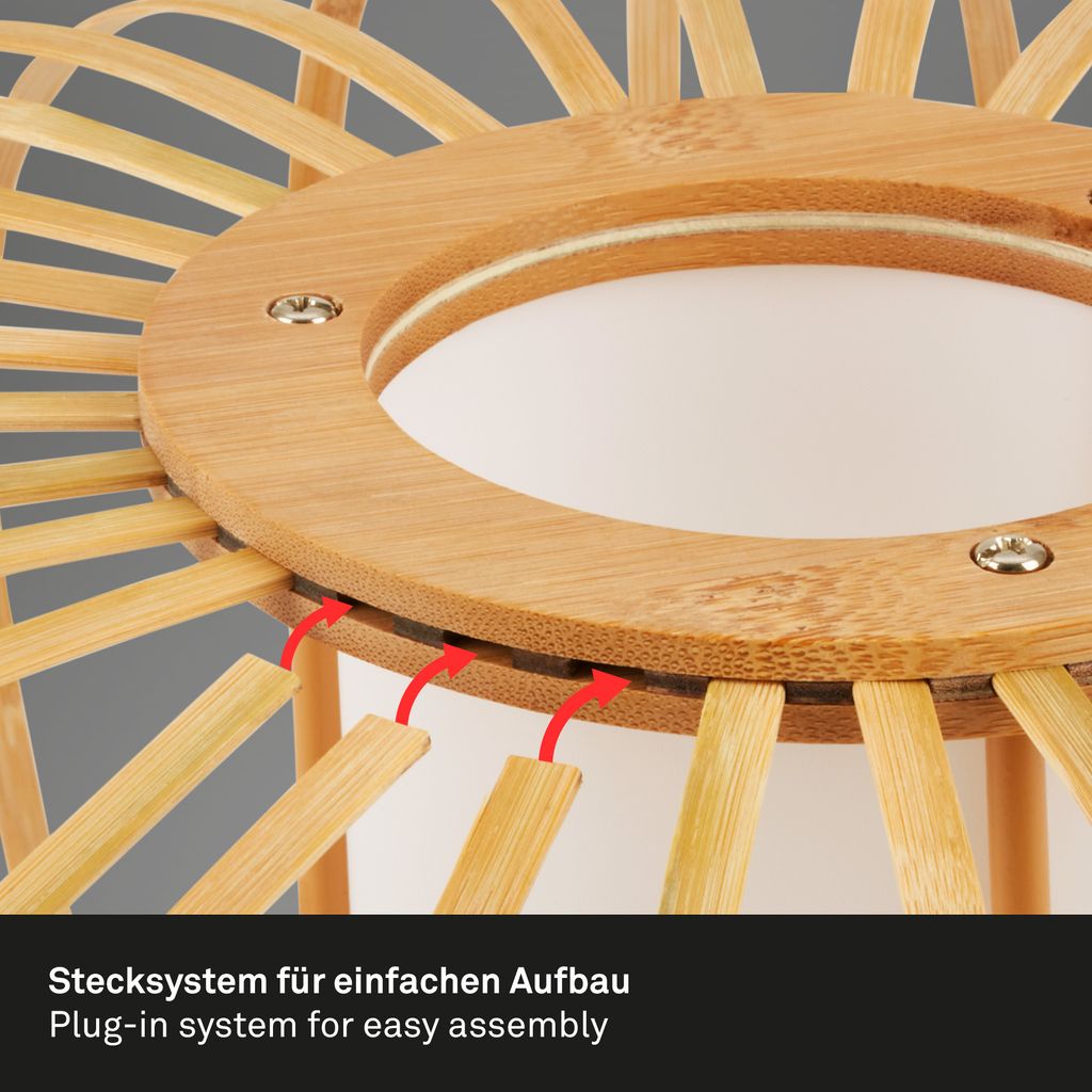 Pendant lamp. bamboo nature. excl. 3xE27/max.10W 6