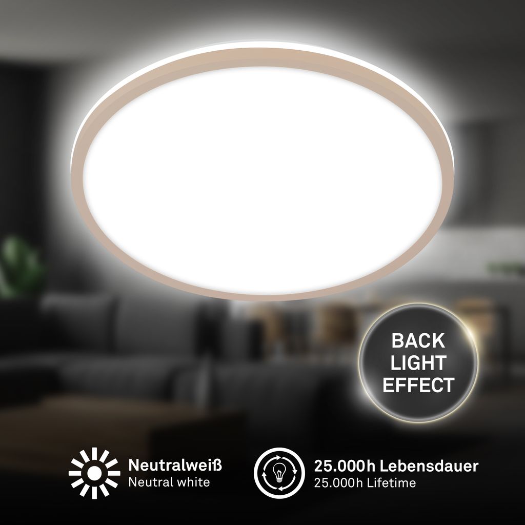 Lana Deckenleuchte Ø28 cm - 15W, 1500lm, LED, Backlight, Neutralweiß, Beige