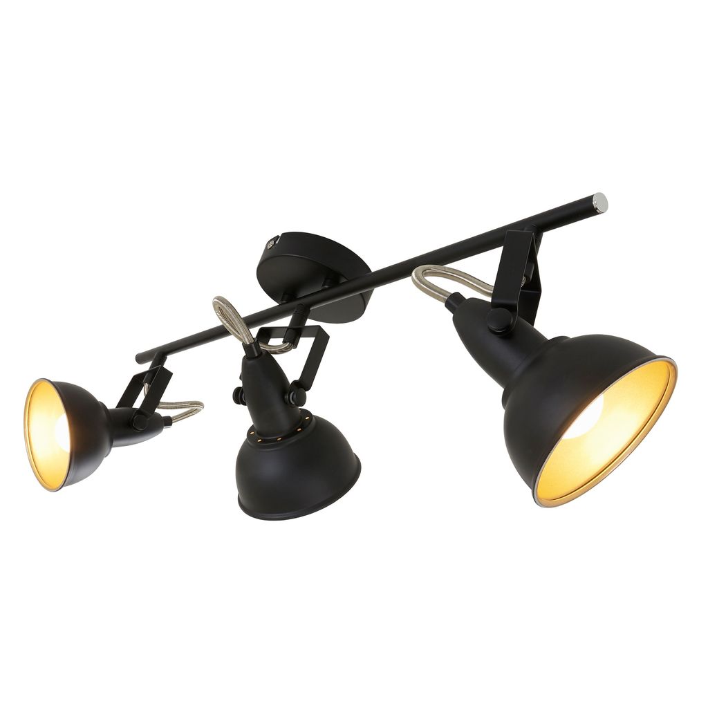 Briloner Soft Deckenstrahler, schwenkbar, 3-flammig, Schwarz-Gold