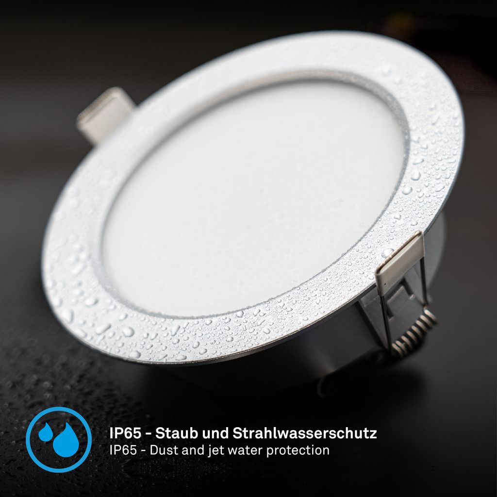Fungo Einbaustrahler 100mm 3er Set - 7W, 700lm, LED, Dimmbar, IP65, Chrom-matt