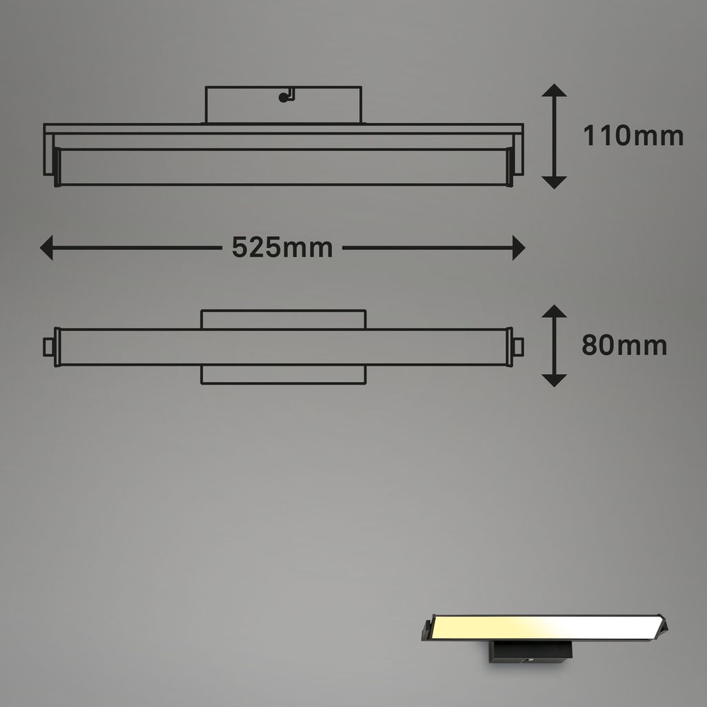 LED Wandleuchte, mit CCT LED Panel, dimmbar 52,5 cm, 15 W, schwarz