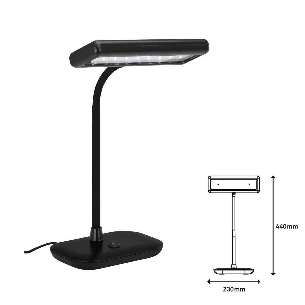 LED Tischleuchte Bürolampe 7.5W Leuchtenhals dreh-&schwenkbar schwarz Briloner 21