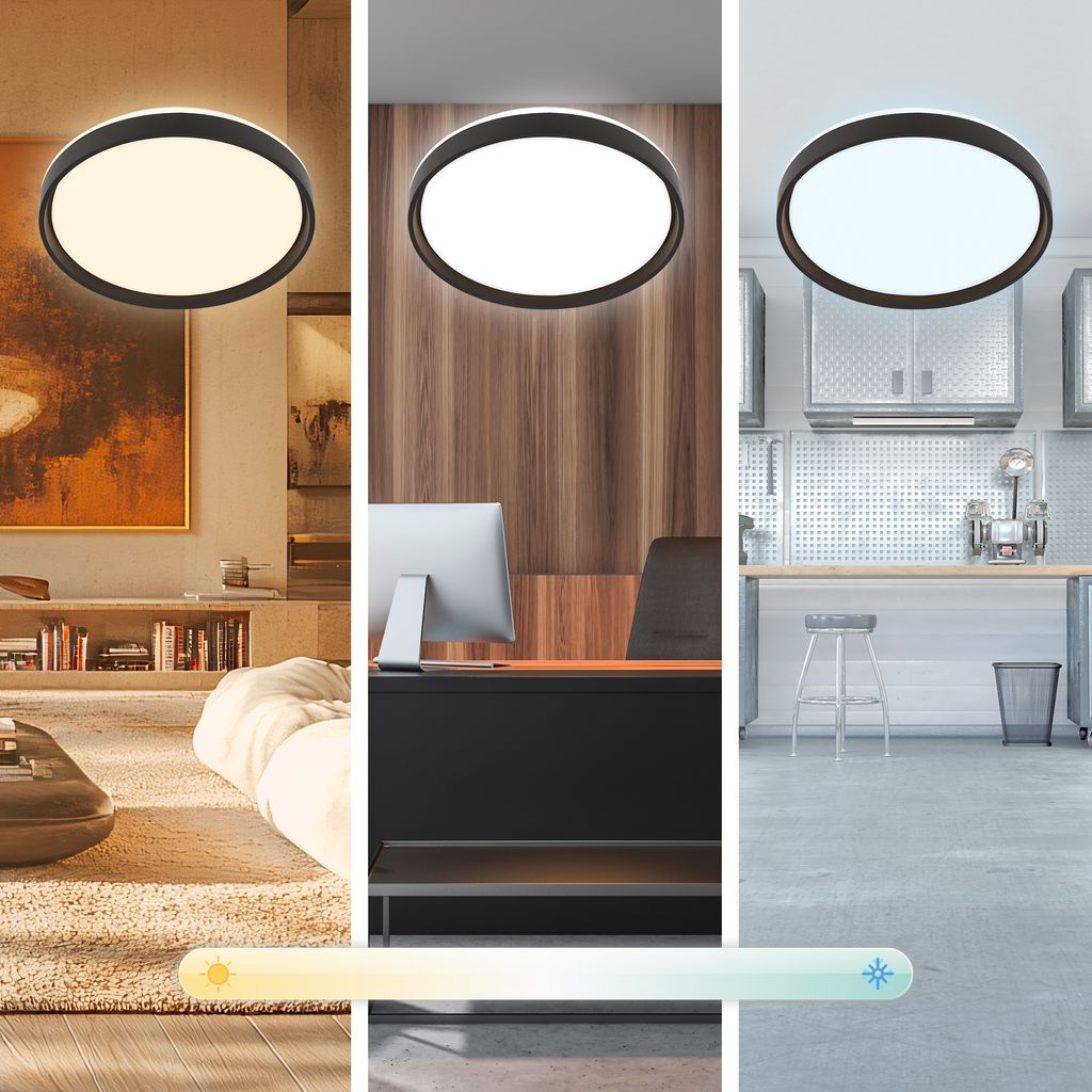 Jus Deckenlampe Ø48 cm - 44W, 4800lm, LED, Dimmbar, Fernbedienung, RGBIC, CCT, Schwarz-Weiß