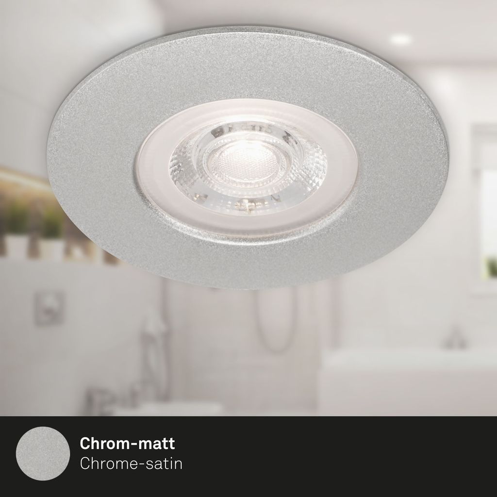 LED-inbouwlichten, Ø9 cm, 4x LED, 4,9 W, 480 LM, Chrome-Matt