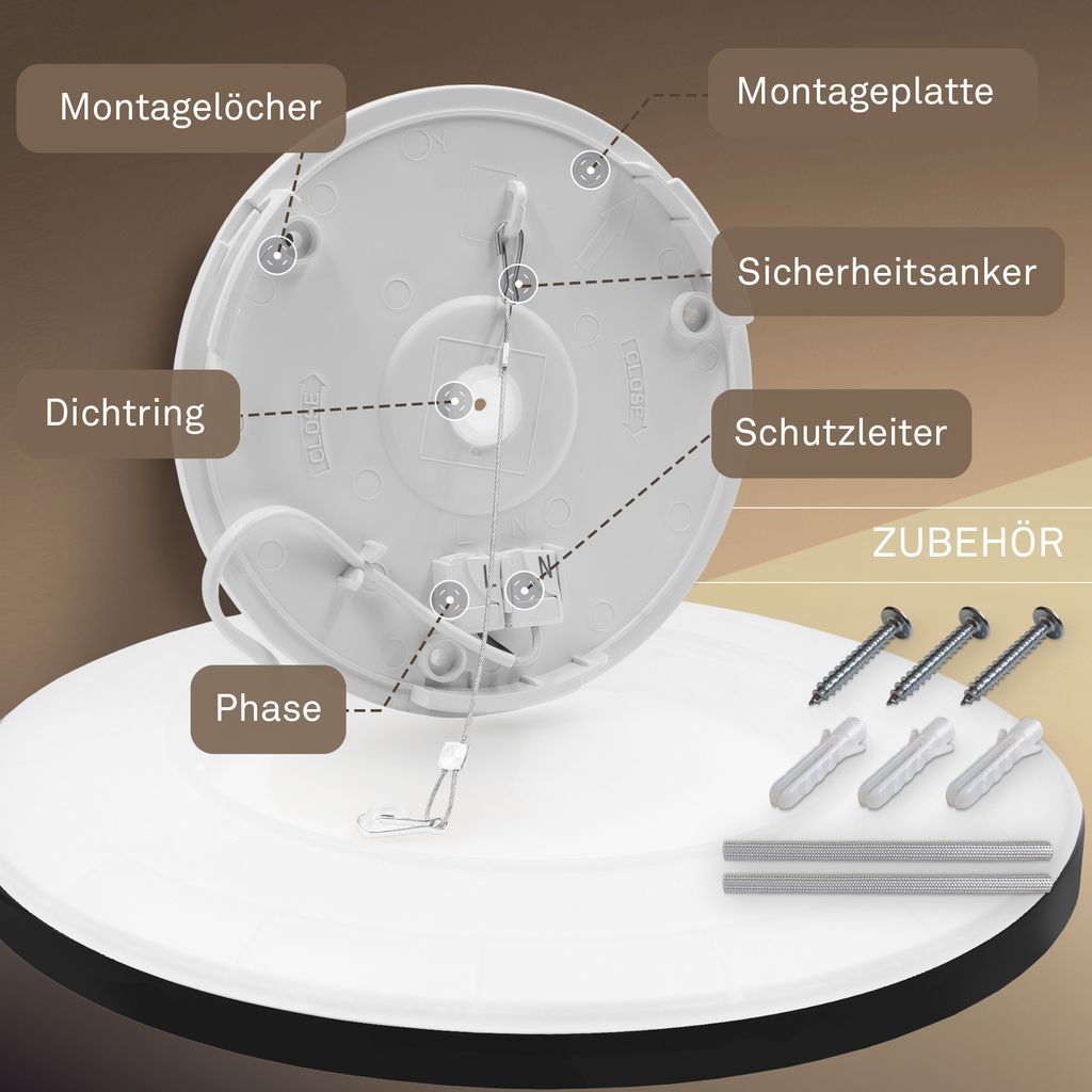 LED Deckenlampe LED Panel Deckenleuchte Flach IP44 Neutralweiß Indirektes Licht 10