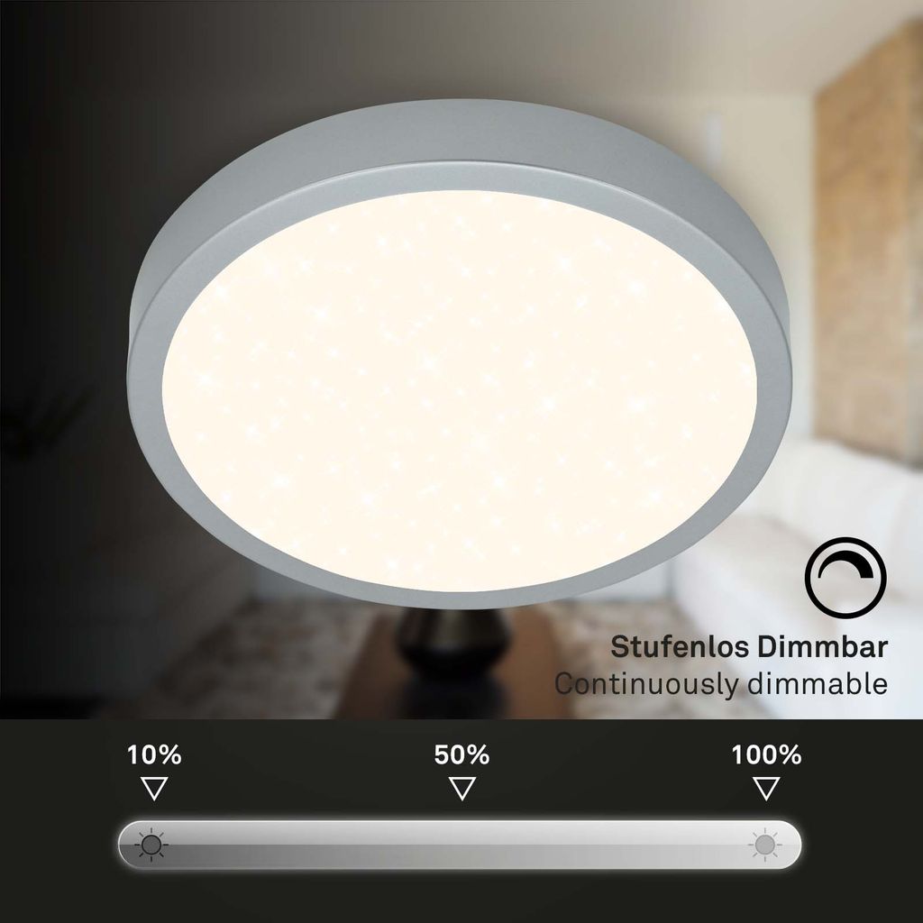 CCT LED surface-mounted luminaire Ø 38 cm, LED board, 22 W, 2900 lm, silver