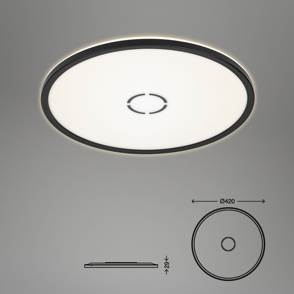 LED Deckenleuchte Deckenlampe Ultraflach 22 W 4000K Weiß-Schwarz Ø 42cm Briloner 21