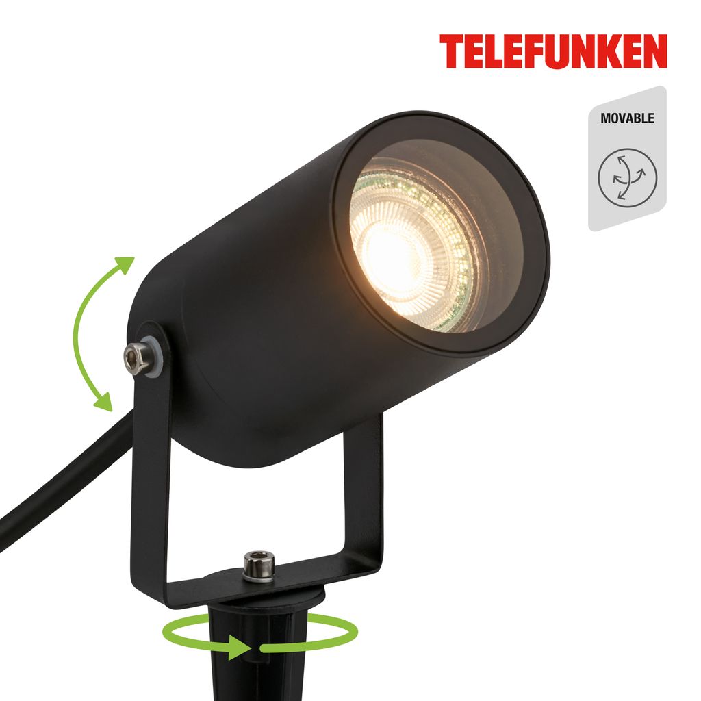Telefunken LED Gartenstrahler, Strahlwasserschutz, Schwenkbar