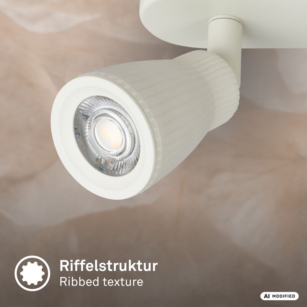 Riff Deckenstrahler 35 cm - 10,5W, 1200lm, LED, Schwenkbar, Altweiß