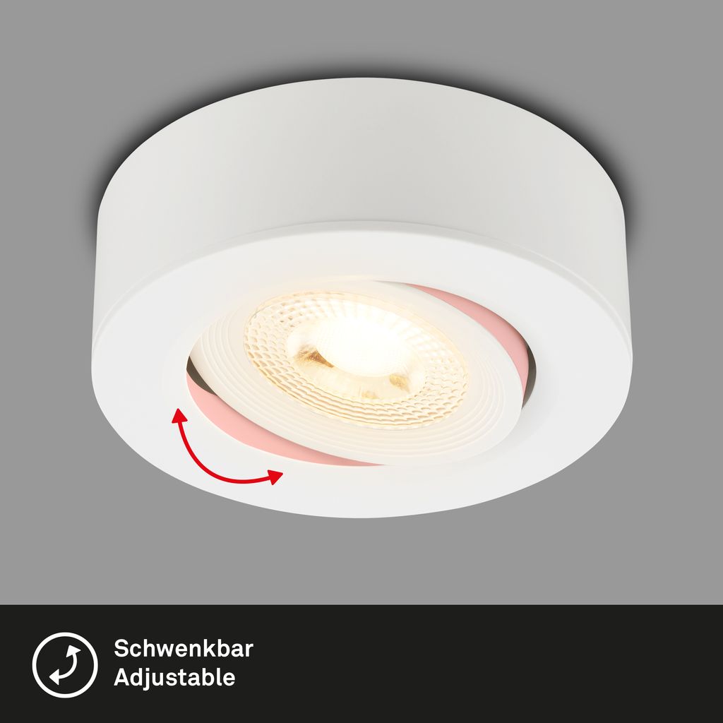 LED Einbaustrahler & Aufbauspot Ø90 mm, 5W, 230V, Warmweiß, schwenkbar, Weiß