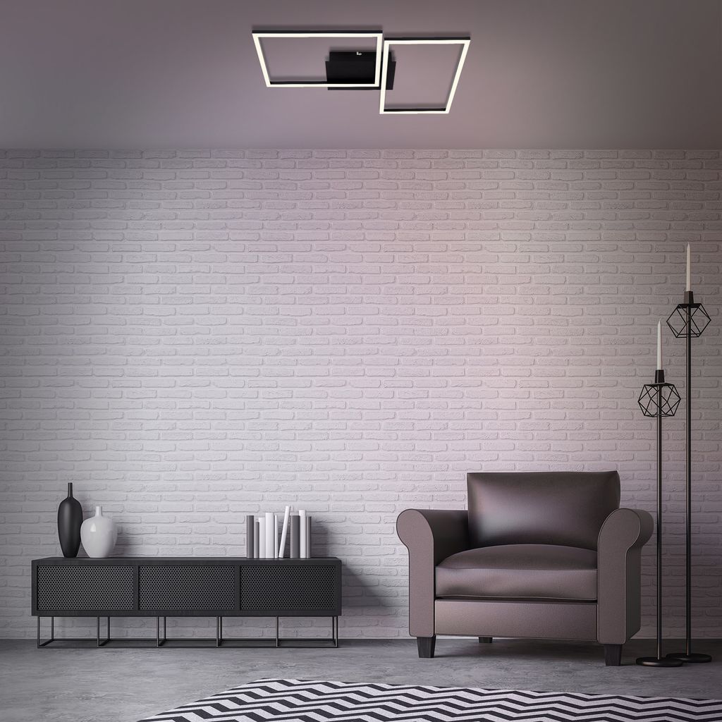 Frame LED ceiling light, dimmable, remote control, CCT, Timer, black