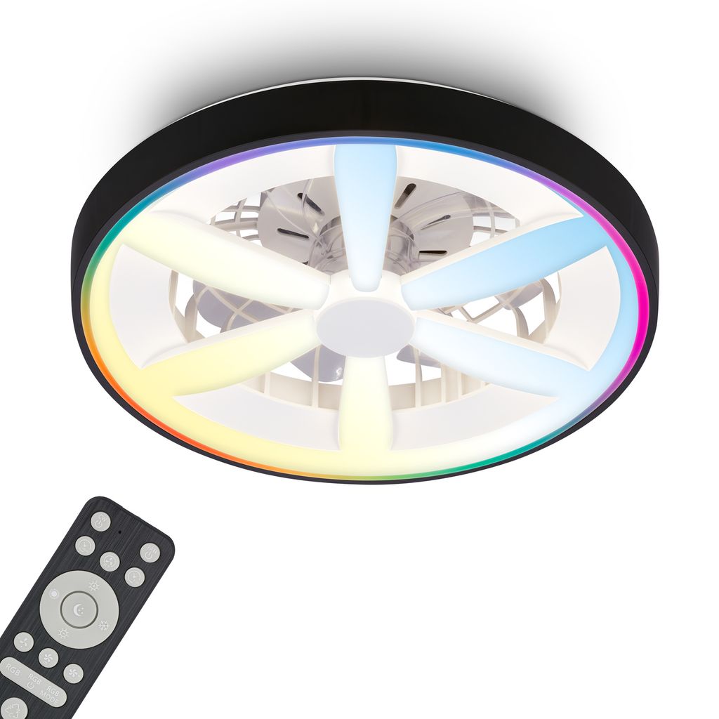 Deckenventilator mit Beleuchtung Fernbedienung Ventilator Dimmbar RGBIC CCT 0