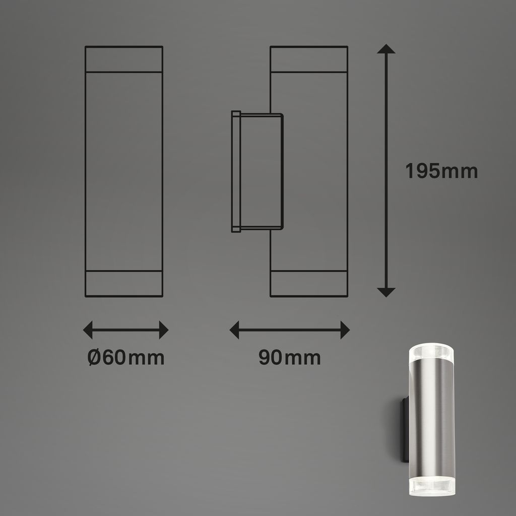 Außenleuchte 19,5 cm inkl. 2x GU10 4,7W 400lm edelstahl