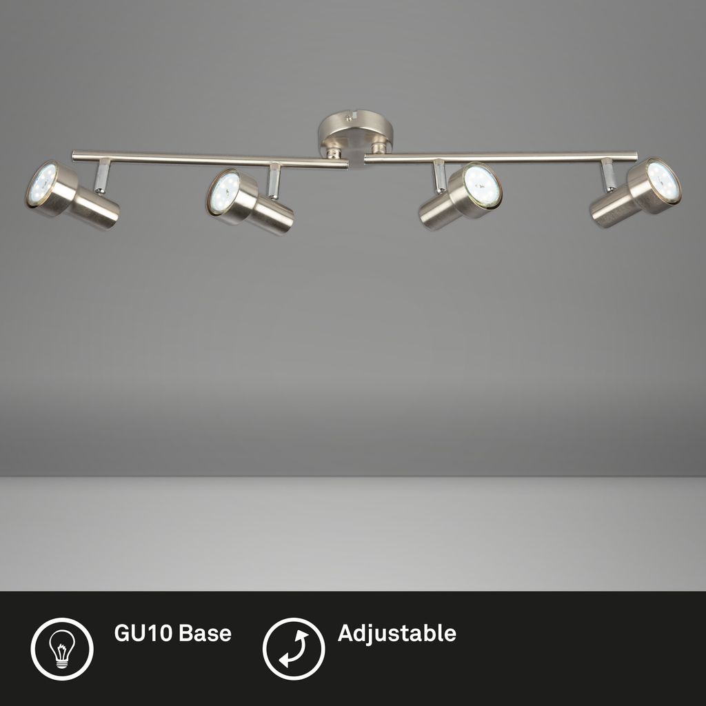 LED Deckenstrahler ? 4-flammig, schwenkbar, GU10, 12W, warmweiß, Matt-Nickel