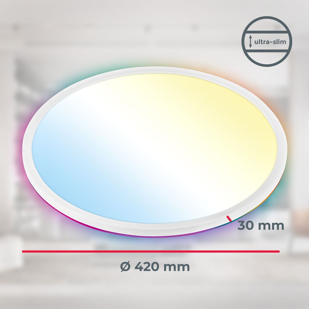 LED Panel Ø42 cm - 22W, 3000lm, dimmbar, Fernbedienung, CCT, RGB, weiß